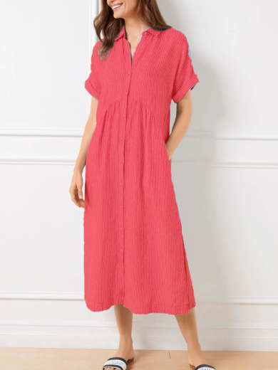 Nadia Stripe Midi Shirt Dress