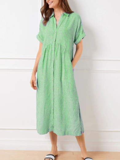 Nadia Stripe Midi Shirt Dress