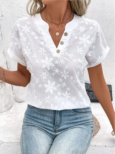 Alina | Embroidered V-Neck Blouse