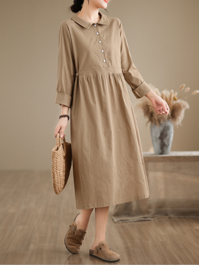 Mira | ruffled cotton-linen midi dress