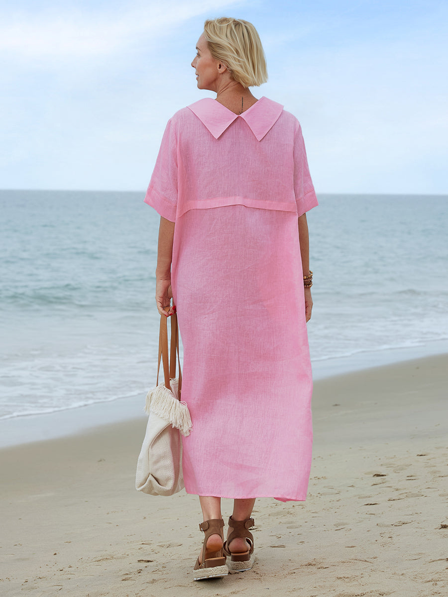 Clara | Linen Collar Detail Dress