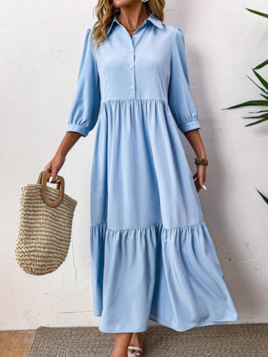 Lina | button-front long sleeve dress