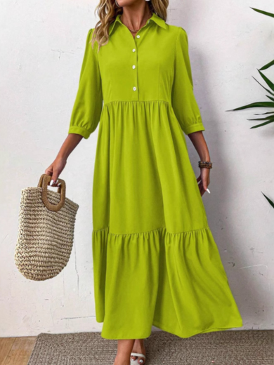 Lina | button-front long sleeve dress