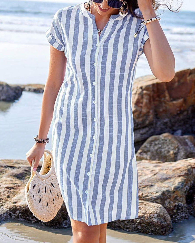 Lyra | Elegant Striped Shirt Dress
