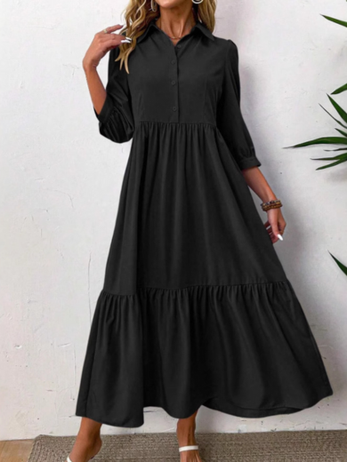 Lina | button-front long sleeve dress
