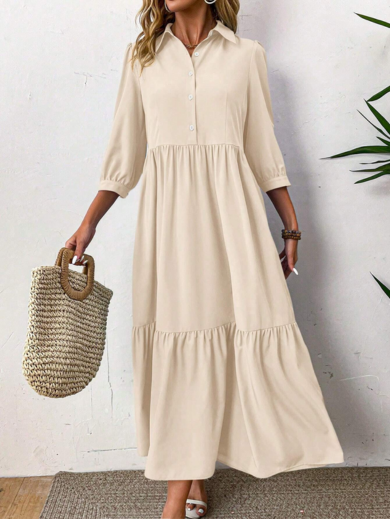 Lina | button-front long sleeve dress