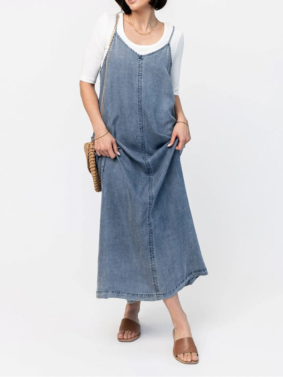 Nara | Vintage-Inspired Loose Fit Denim Maxi Dress