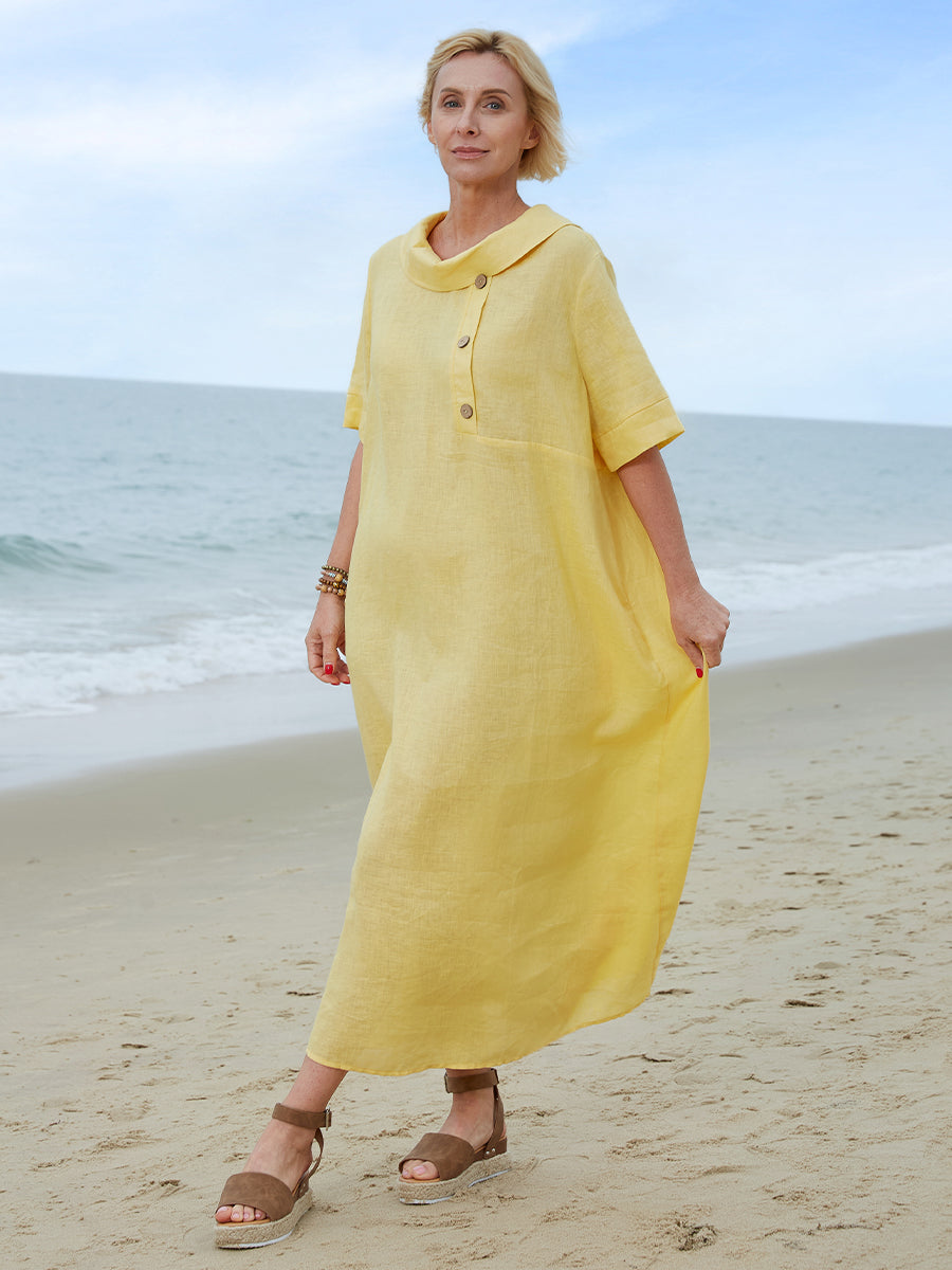 Clara | Linen Collar Detail Dress