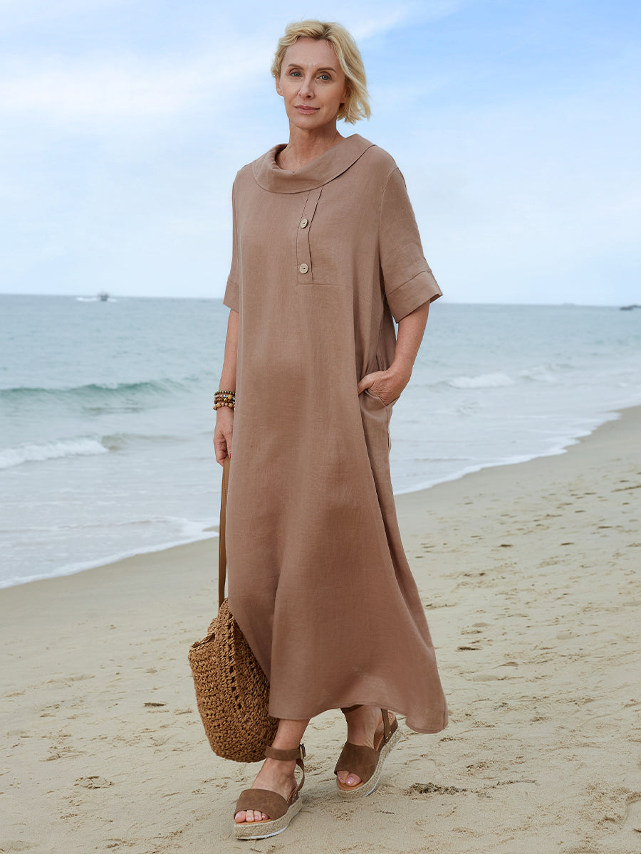 Clara | Linen Collar Detail Dress
