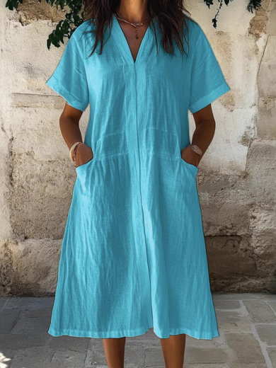 Elsa | Linen-blend summer pocket midi dress