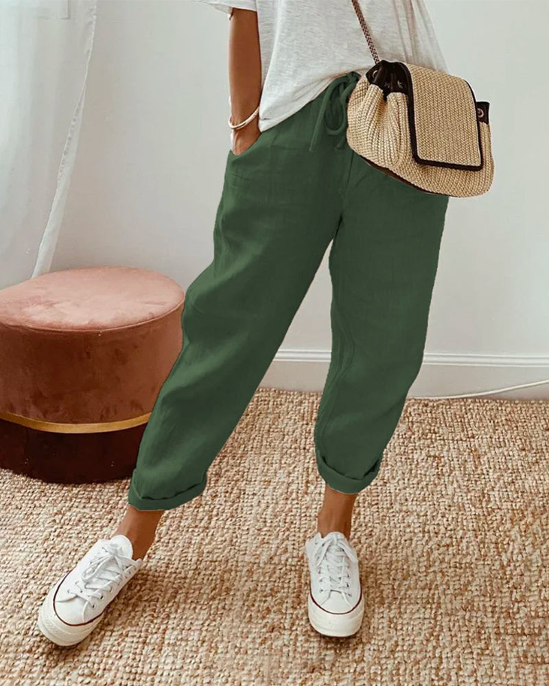 Green comfortable retro pants