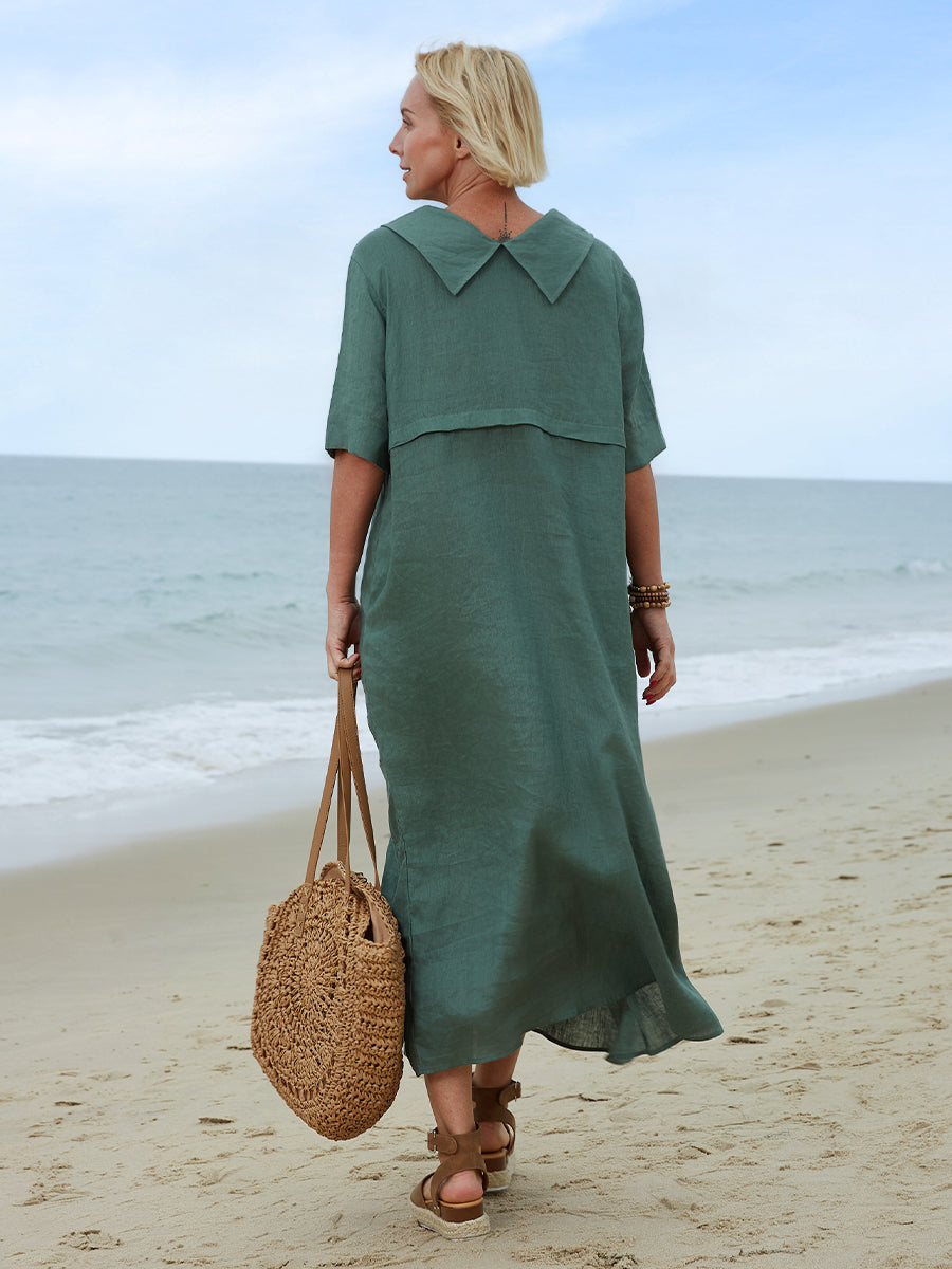 Clara | Linen Collar Detail Dress