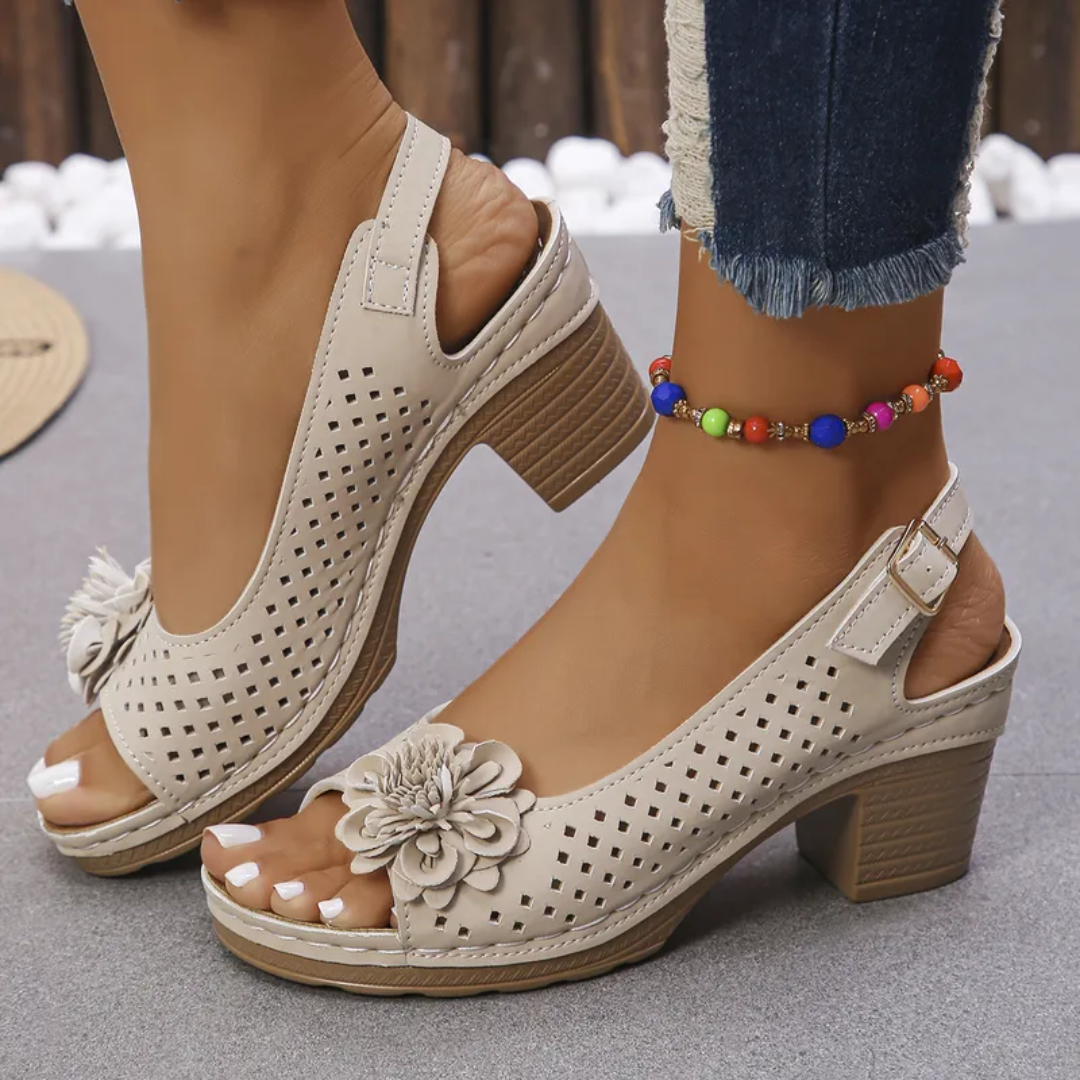 Buckled Square Heel Sandals for Women