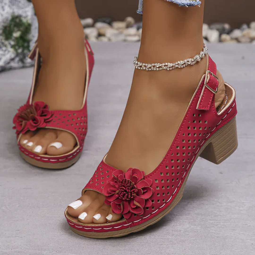 Buckled Square Heel Sandals for Women