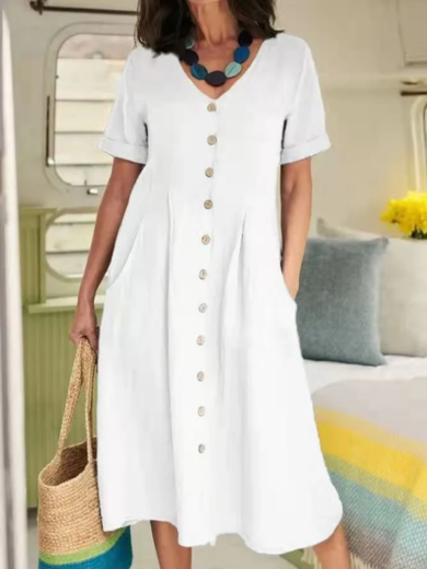Everyday Button Pocket Dress