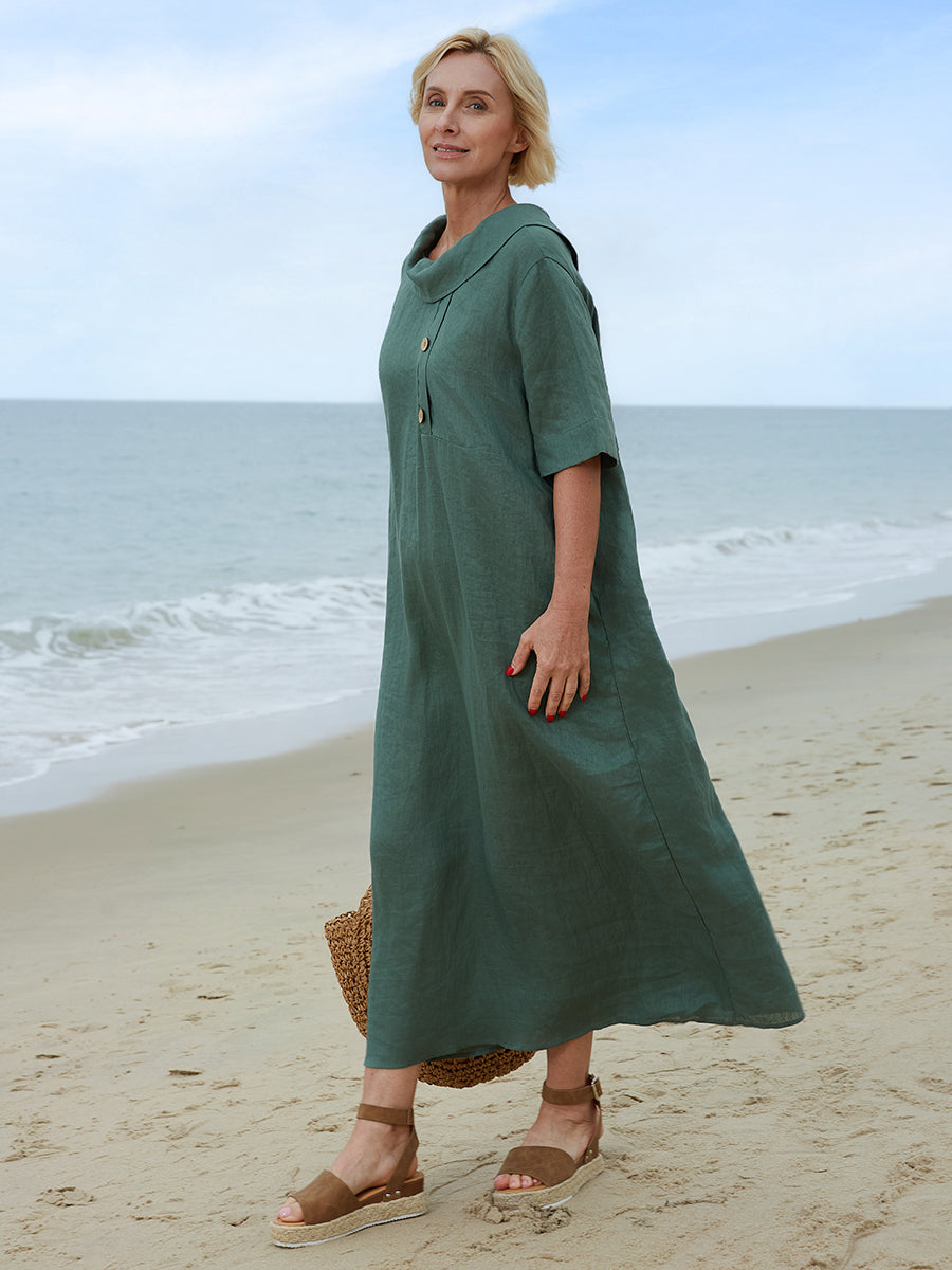 Clara | Linen Collar Detail Dress