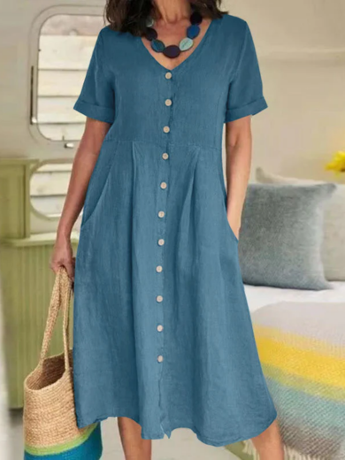Everyday Button Pocket Dress