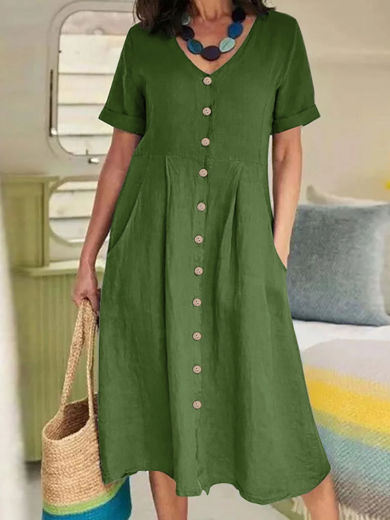 Everyday Button Pocket Dress