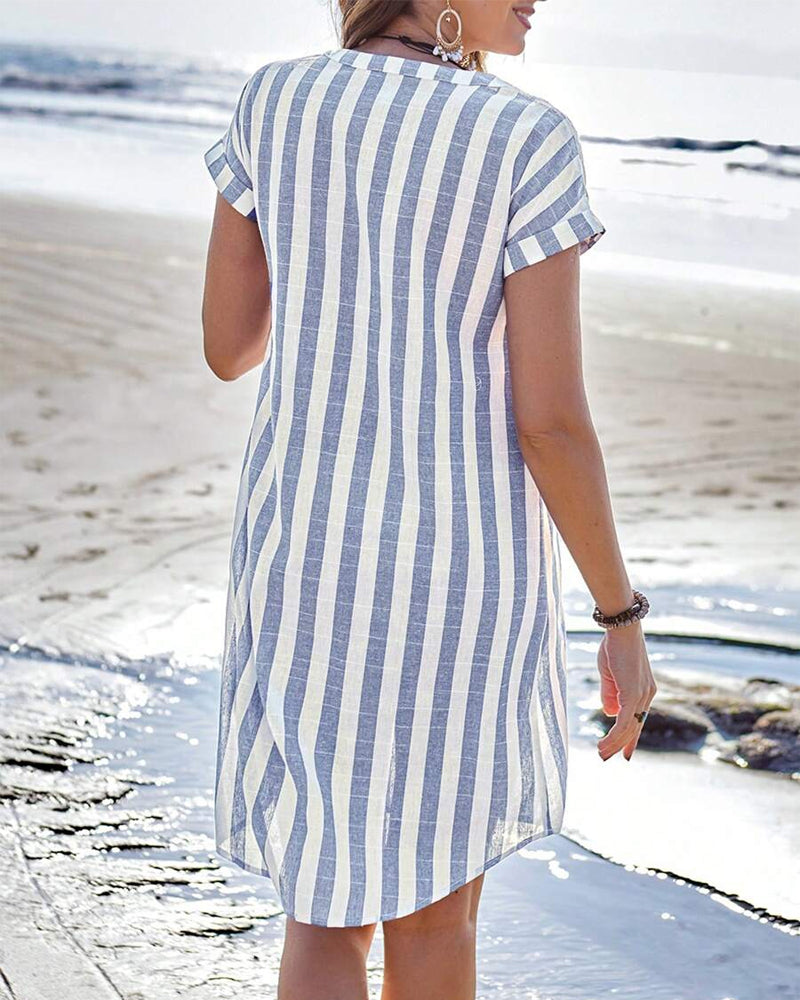 Lyra | Elegant Striped Shirt Dress