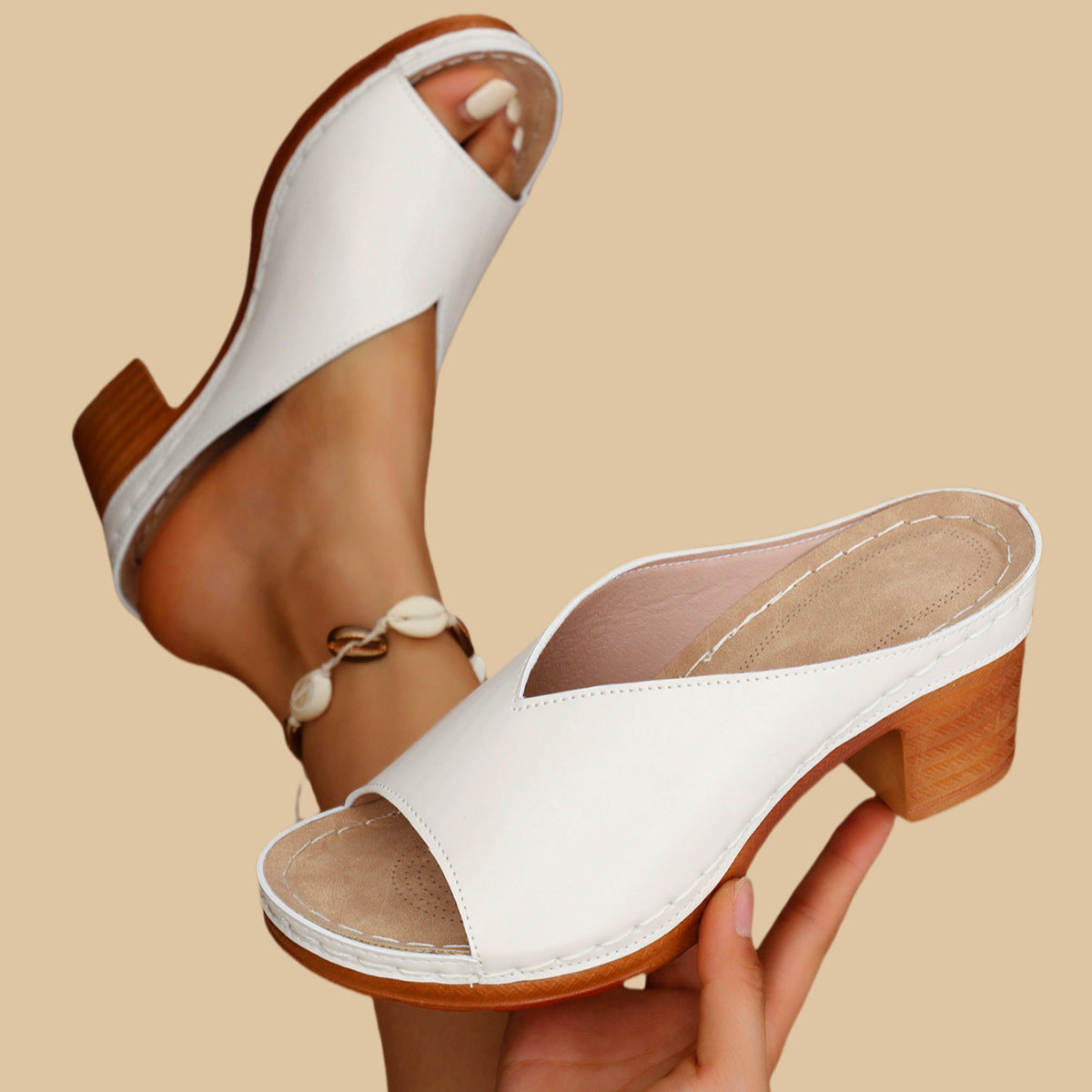 Orthopedic Chunky High Heel Sandals