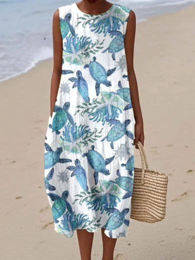 Isla | Tropical Turtle Wrap Dress