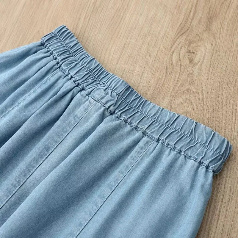 Amelia Lightweight Denim Midi Skirt