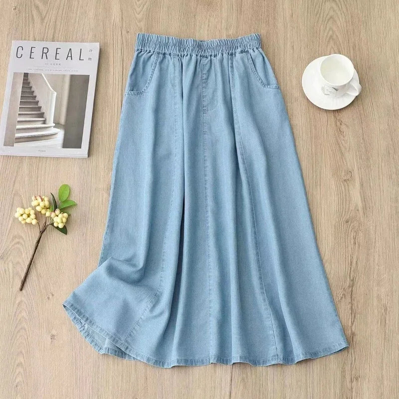 Amelia Lightweight Denim Midi Skirt