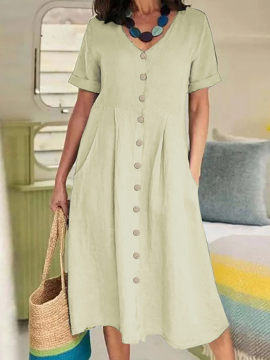 Everyday Button Pocket Dress