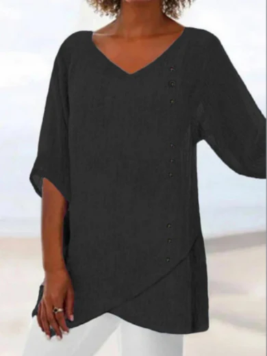 Black Flow V-Neck Top