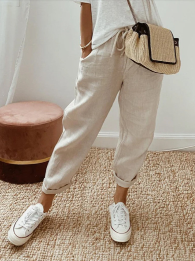 Beige comfortable retro pants
