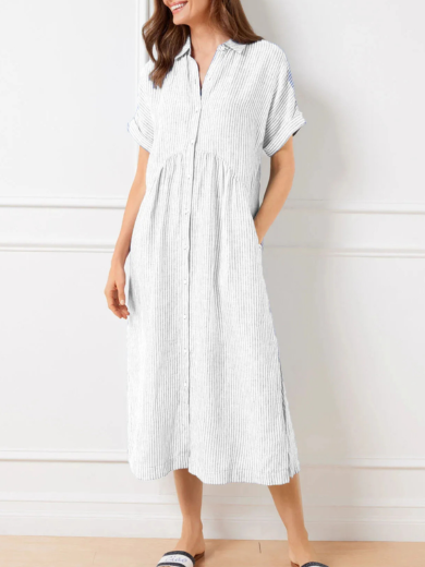 Nadia Stripe Midi Shirt Dress