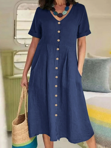 Everyday Button Pocket Dress