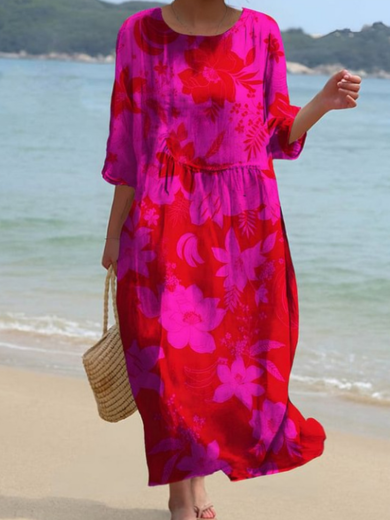 Valentina | Fuchsia Floral Midi Dress