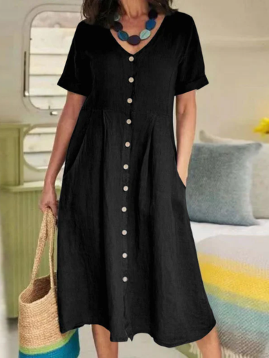 Everyday Button Pocket Dress
