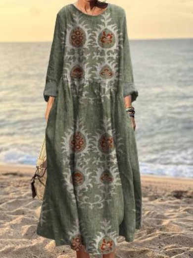 Dana| Vintage-Inspired Cotton-Linen Dress