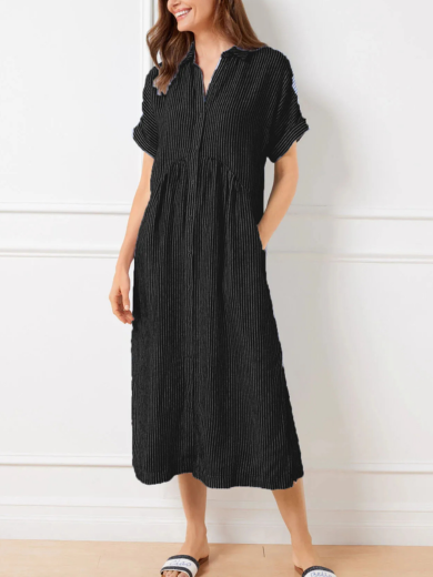 Nadia Stripe Midi Shirt Dress