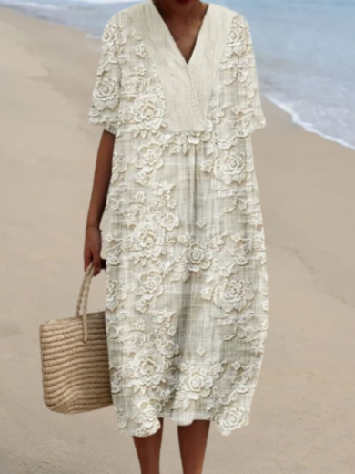 Sandra | Short Sleeve Midi Dress