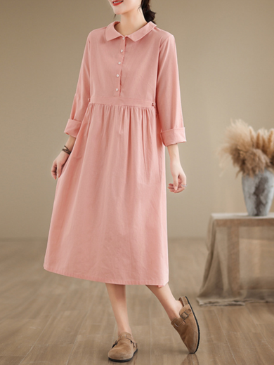 Mira | ruffled cotton-linen midi dress