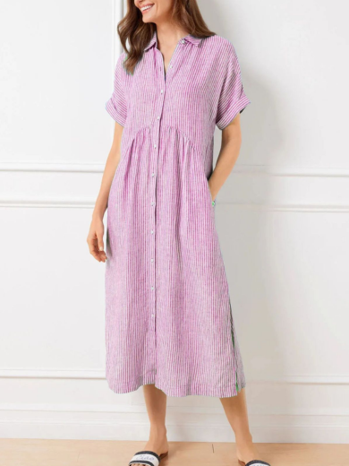 Nadia Stripe Midi Shirt Dress