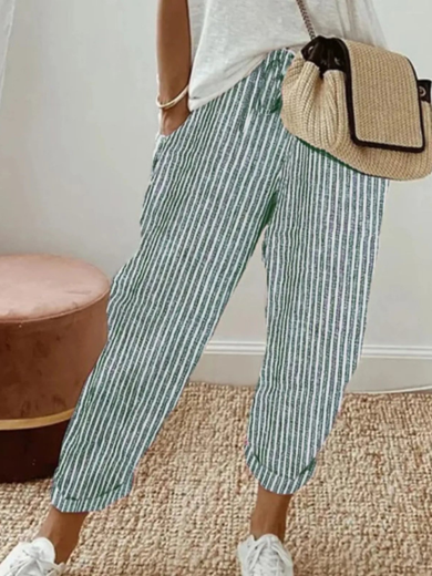 Striped Green comfortable retro pants