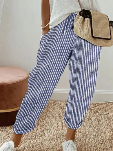 Striped Blue comfortable retro pants