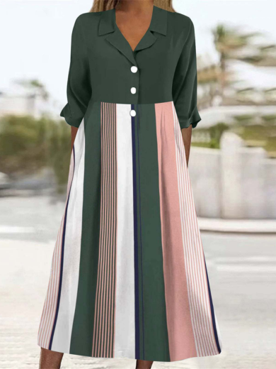 Soft Button-Front Long Shirt Dress