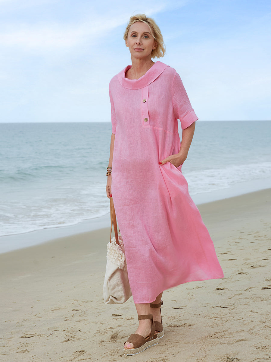 Clara | Linen Collar Detail Dress