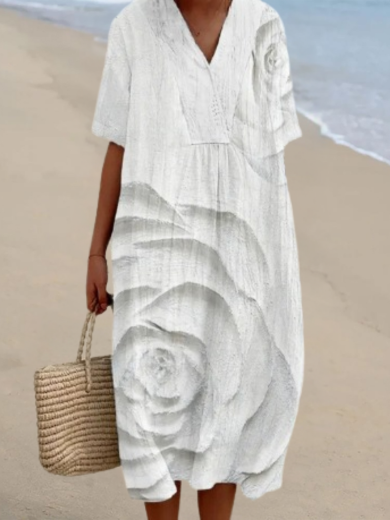 Blush | White flower Midi Dress