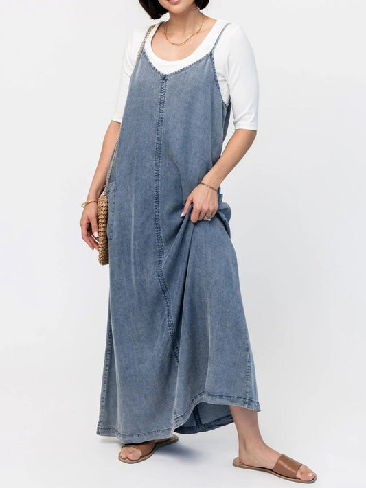 Nara | Vintage-Inspired Loose Fit Denim Maxi Dress