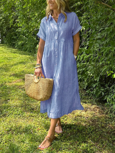 Ella Stripe Midi Shirt Dress