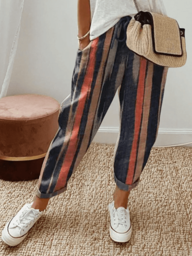 Striped comfortable retro pants