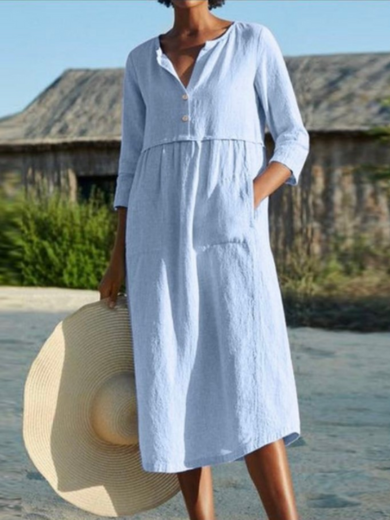 Isla | v-neck cotton-blend midi dress