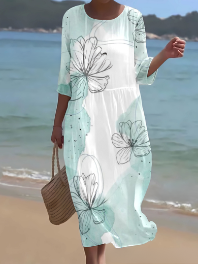 Sage | Light Floral Midi Dress