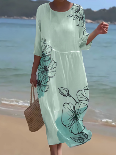 Ocean | Teal Floral Midi Dress